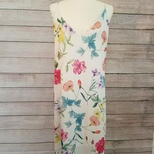 White floral long maxi dress with slits